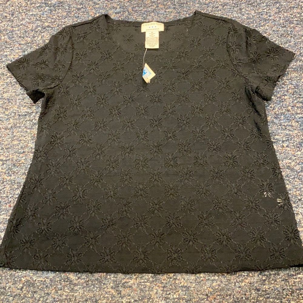 Covington Black Floral Top sz. XL petite